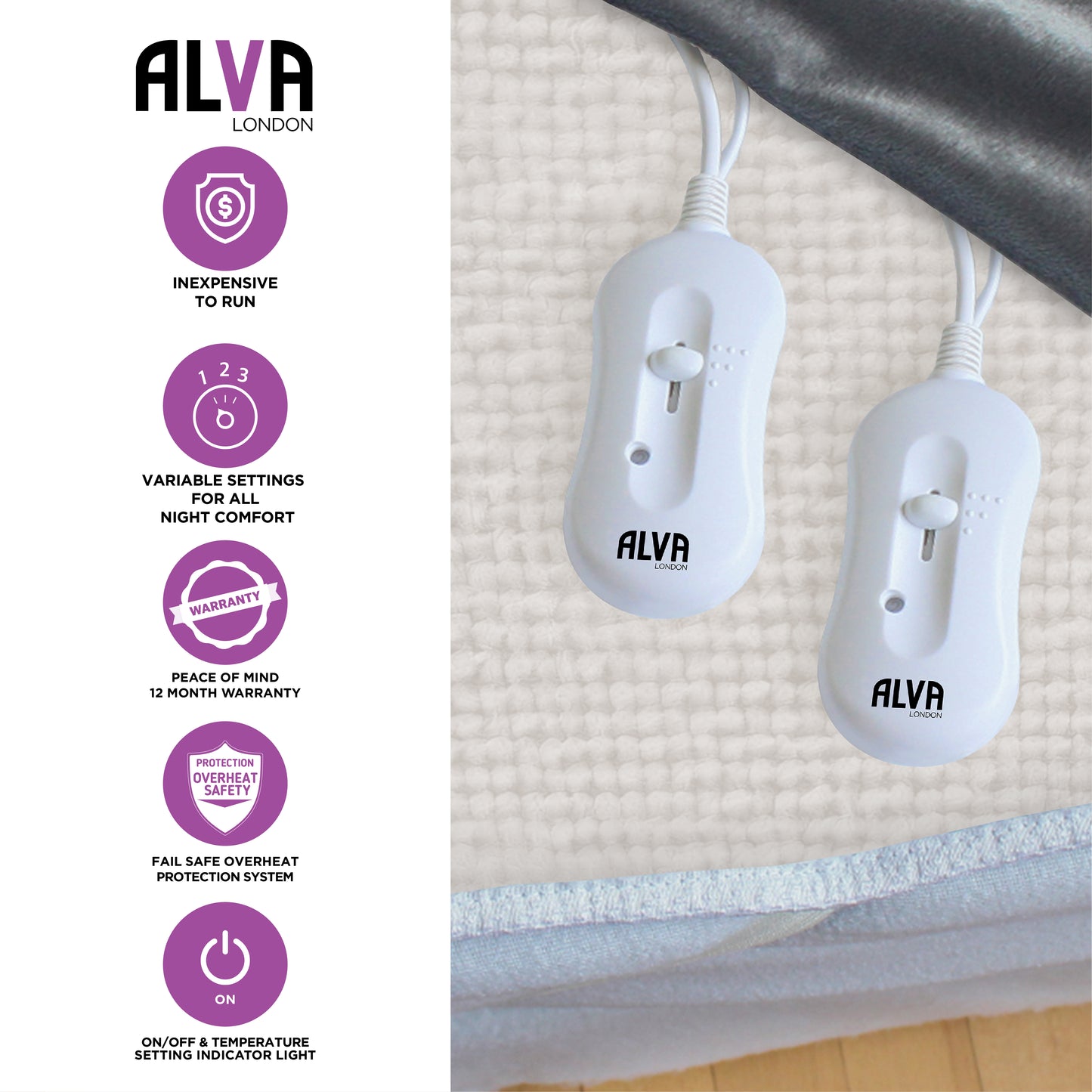 Electric Under Blanket - King - Coral Fleece - Fitted Elastic - 150x200cm